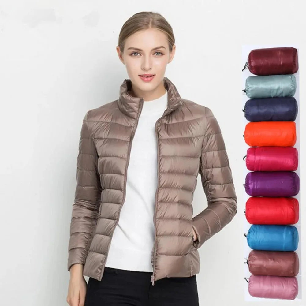 Light Down Coat Women Spring Jacket Fashion Short Ultra Lightweight Packable Puffer Coats Female Down Warm Slim Fit Parkas LadyShow.Store