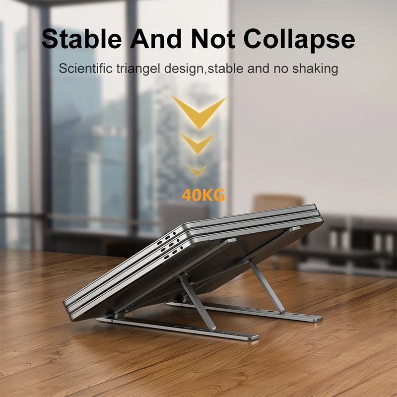 Aluminum Alloy Laptop Holder Stand Adjustable Foldable Portable for Notebook Computer Bracket Lifting Cooling Holder Non-slip Pi-Mart