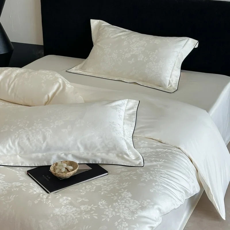 Long Staple Cotton Jacquard Bedding Set Single Double Queen King Size Duvet Cover Bedsheet Pillowcase Luxury Quilt Cover Set LadyShow.Store