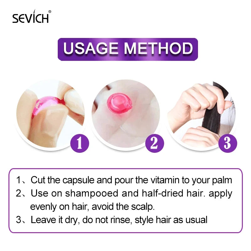 30Pcs Anti Hair Loss Hair Vitamin Capsule Oil Keratin Complex Oil Smooth Silky Hair Serum Hair Mask Repair Frizz Damaged Sevich Tri Light Beauty