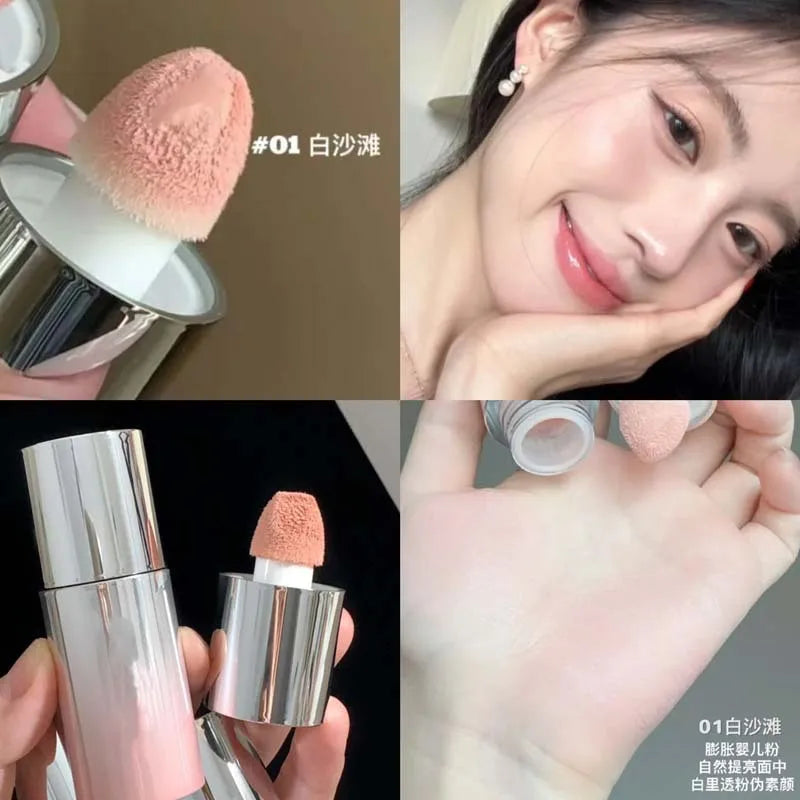 Peach Pink Plush Brush Liquid Blush Cheek Cream Smooth Long Lasting Velvet Matte Nude Apricot Orange Blusher Easy To Wear Tri Light Beauty