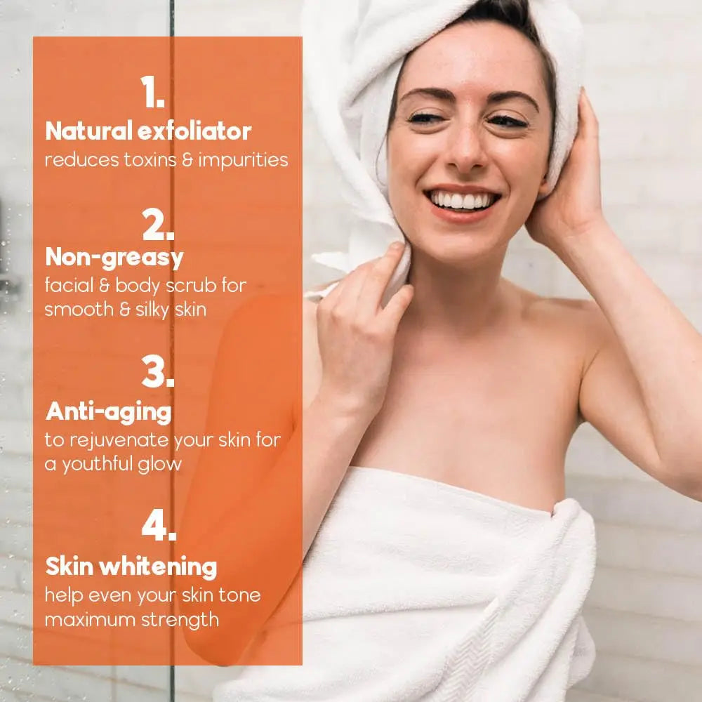 Vitamin C Kojic acid Natural Exfoliating Salt Body &Face Scrub Brightens and Softens Skin Deep Cleaning Anti Oxidative Skin Tone Pi-Mart