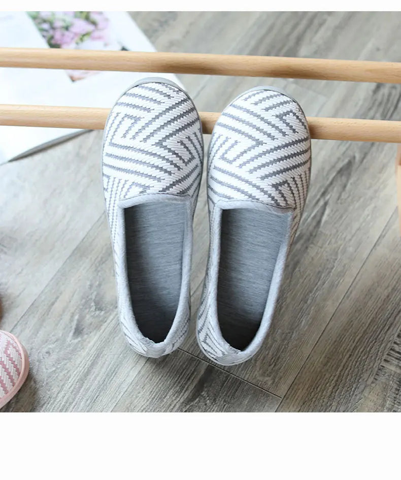 New 2026 Spring Autumn At Home Thermal Anti-Skid Slippers Women's Knitted Indoor Slippers Soft Outsole House Shoes Pi-Mart
