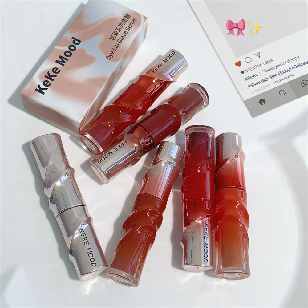 Crystal Nude Gray Glossy Lip Stain Mirror Korean Lip Glaze Sheer Nude Glitter Lip Tint Watery Shine Plumping Lipgloss Cosmetics Pi-Mart