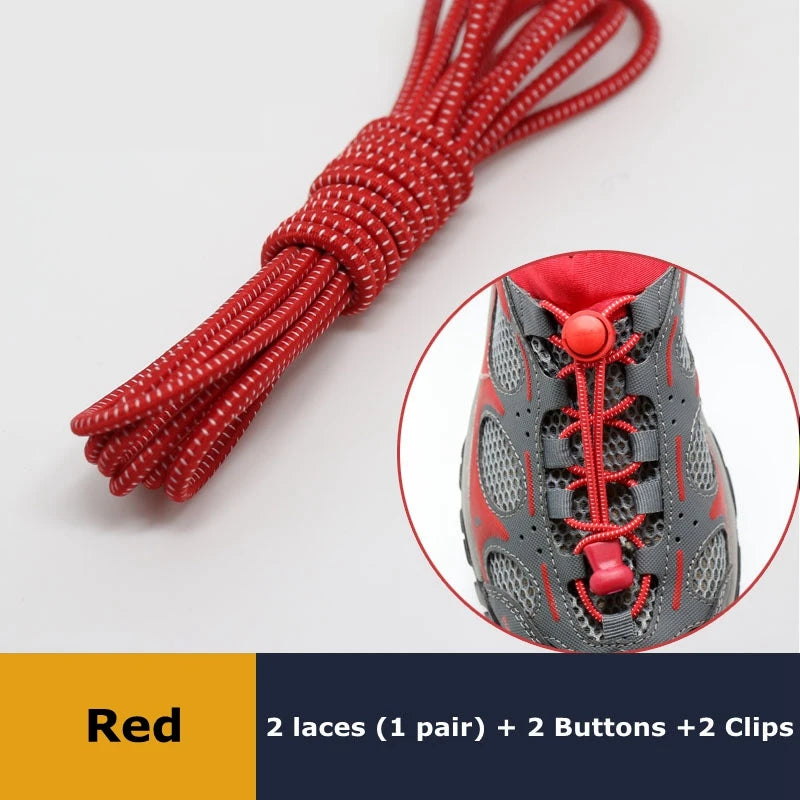 1Pair Shoelaces for Sneaker Elastic No Tie Shoe Laces Stretching Lock Lazy Laces Quick Rubber Shoelace Round Shoestrings Pi-Mart