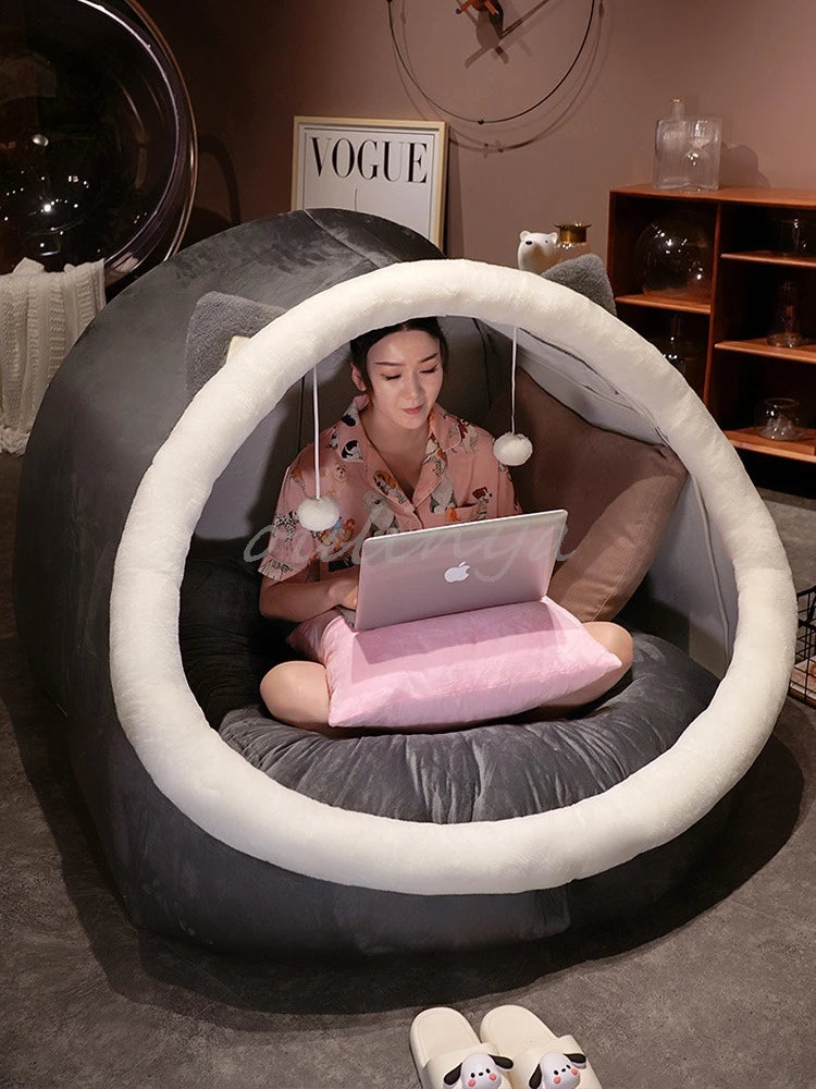 Cute Oversized Adult Child Plush Tent Cozy House Lazy Person Sofa On The Ground Cat's Nest Christmas Cushions Sitting Cushion Pi-Mart