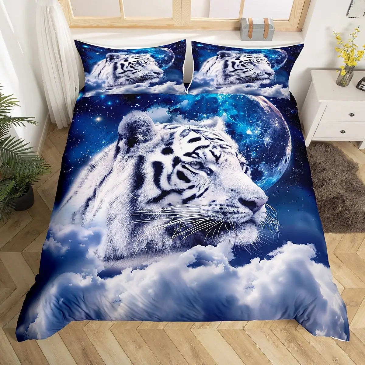 Tiger Duvet Cover Twin Queen African Animal Bedding Set Wild Safari Animal Comforter Cover for Child Teen Adult Bedroom Decor Pi-Mart