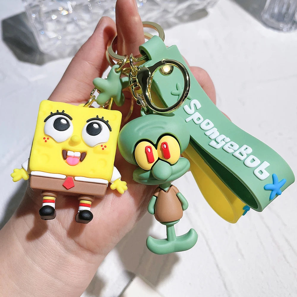 Anime Spongebob Squarepants Keychain Patrick Star Krabs Gary Sandy Kawaii Toys keychain Christmas gift bag Birthday Gift For Kid Pi-Mart