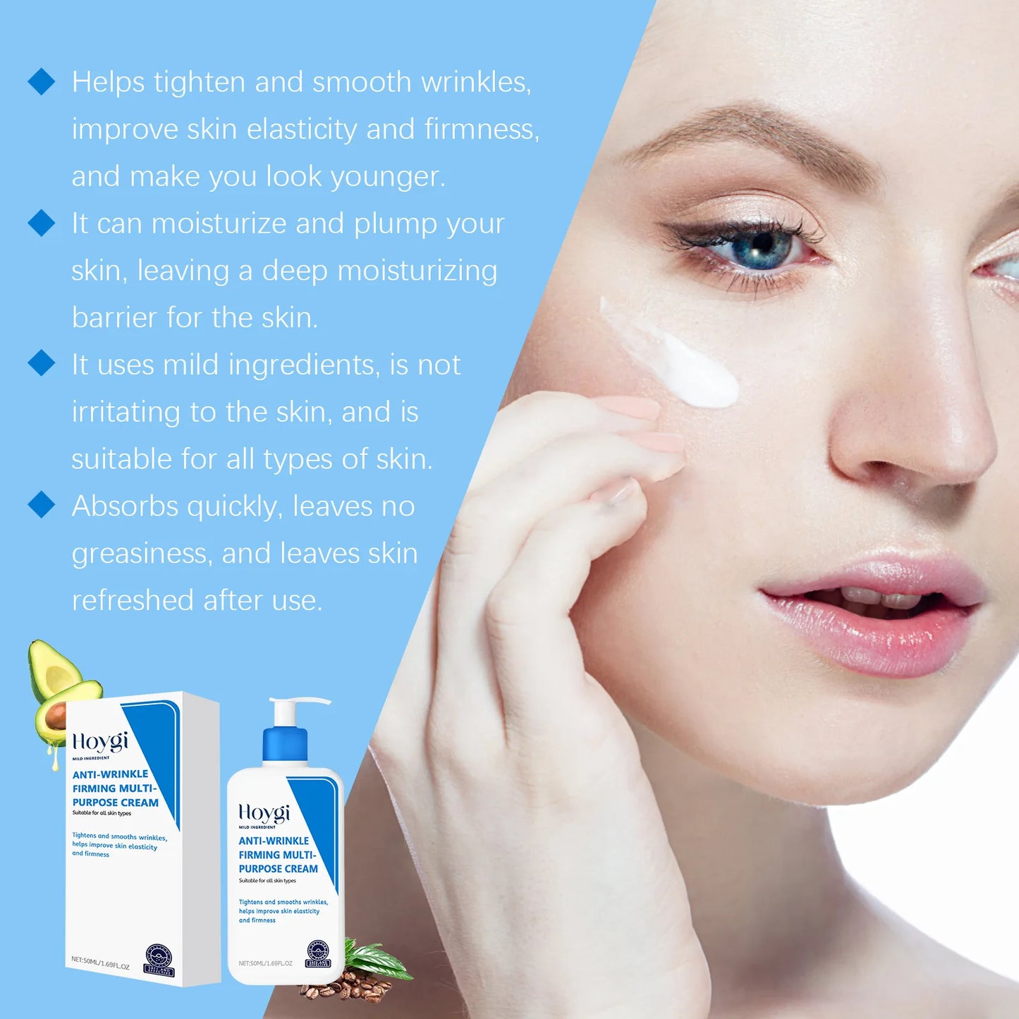 Hyaluronic Acid Cream Shrink Pores Anti Wrinkle Nourishing Hydrating Improve Dryness Remove Fine Lines Moisturizing Facial Cream Pi-Mart