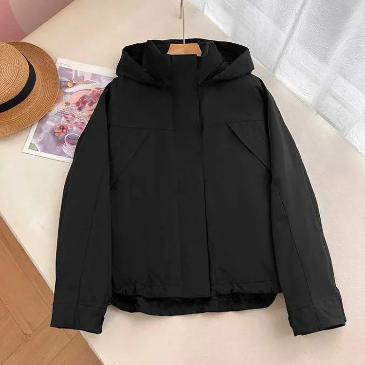 Mumaroho 2026 Autumn Winter Women Windbreaker Jacket Windproof Solid Long Sleeve Outdoor Sport Hooded Thin Coat Jacket For Women Pi-Mart