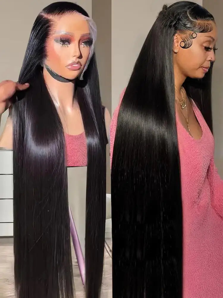 40 46 Inch 200 Density Frontal Wig For Black Women Brazilian Wigs Human Hair 5x5 Bone Straight HD Transparent Lace Front Wigs LadyShow.Store
