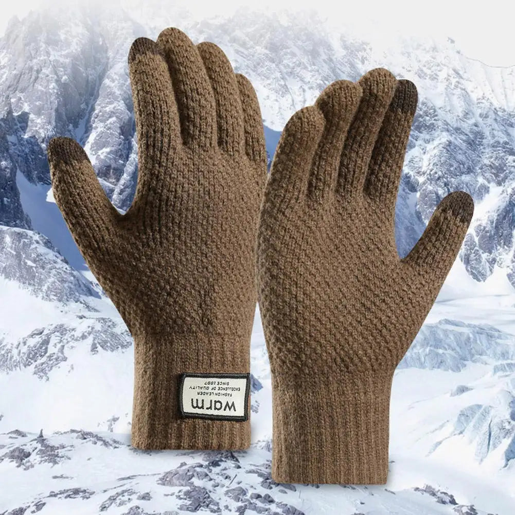 Thermal Winter Gloves For Men Thickened Warm Fleece Lined Anti-Slip Touch Screen Thermal Windproof Cycling Gloves Pi-Mart