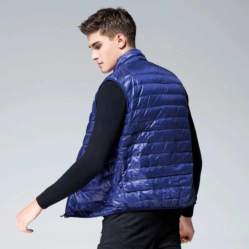 UETEEY 2026 Winter Sleeveless Puffer Vest Jacket Men Packable White Duck Down Waistcoat Lightweight Waterproof Casual Man Coat LadyShow.Store