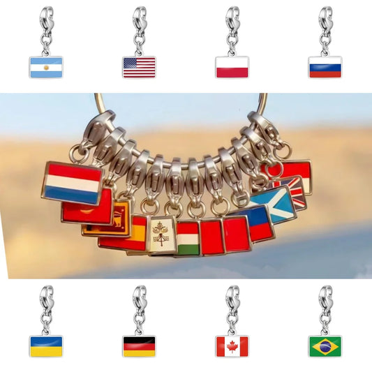 10mm Country Flag Charms Pendant Necklace Bracelet Keychain Bagchain Stainless Steel  Jewelry A Commemorative Gift For A Friend Pi-Mart