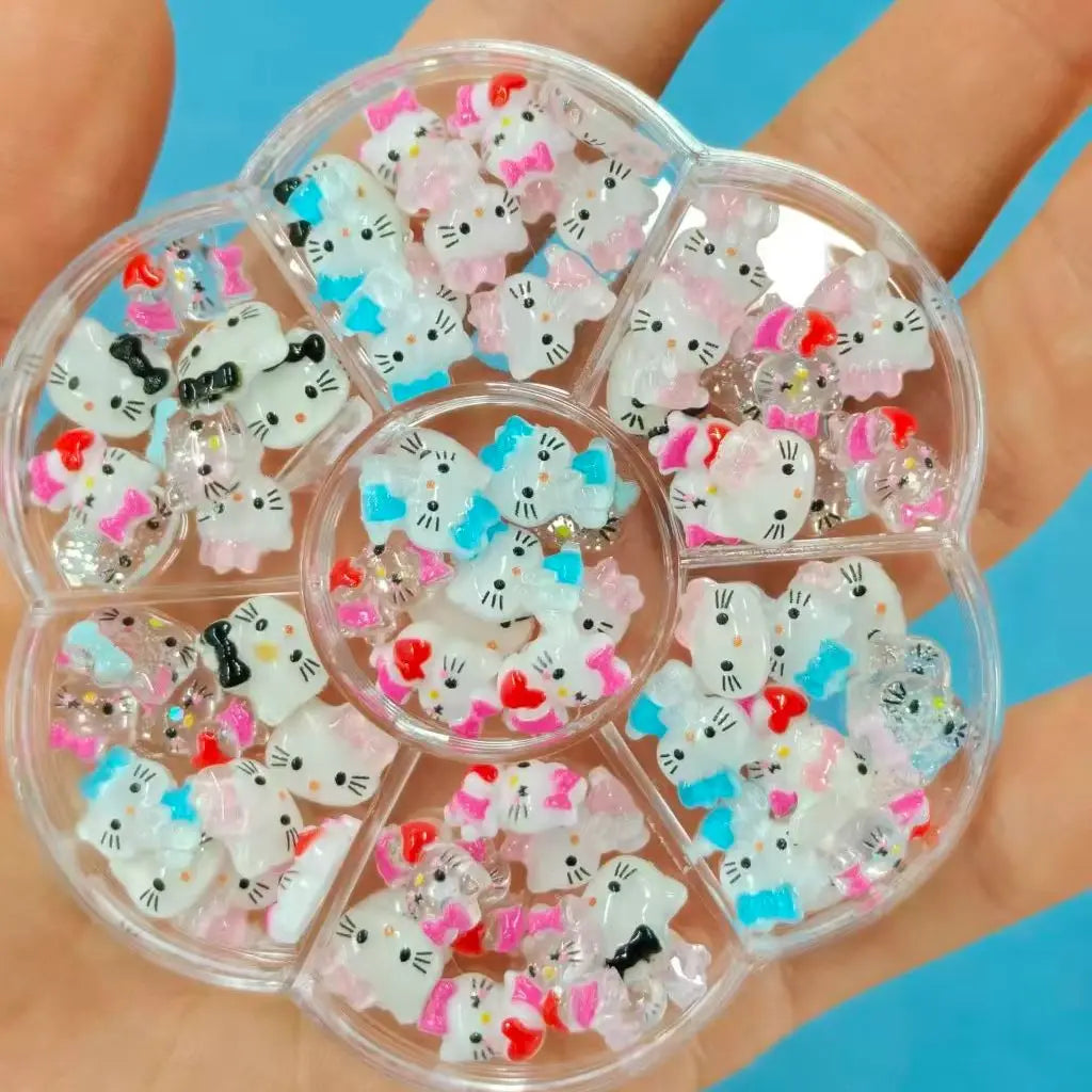 50Pcs Leopard Sanrio 3D Resin Nail Charms Mixed Kuromi My Melody Kitty Nail Parts DIY Manicure Decor Accessories Pi-Mart