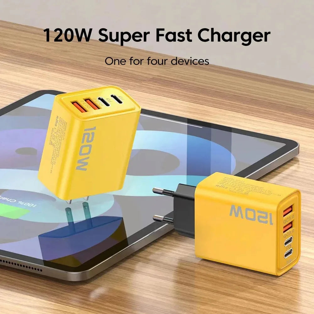 120W USB Type C Charger Mobile Phone Fast Charger Adapter For iPhone Samsung Xiaomi Quick Charge 3.0 EU/US/UK Plug Wall Charger Pi-Mart