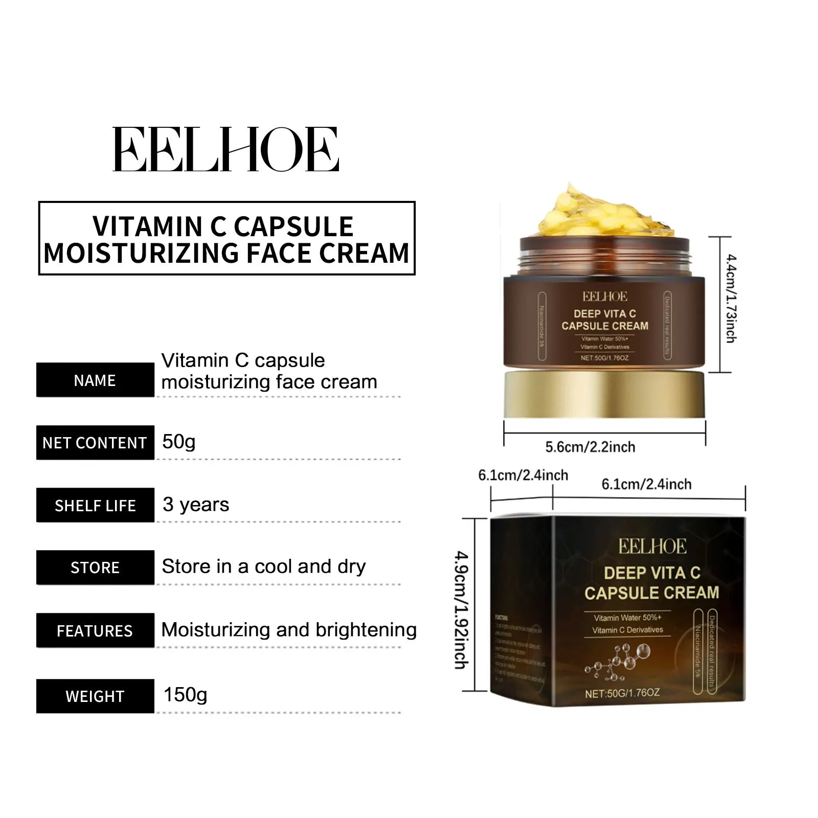 Vitamin C Capsules Facial Moisturizing Cream Melanin Removal Rejuvenate Skin Lightening Wrinkles Remover Brightening Face Cream Pi-Mart