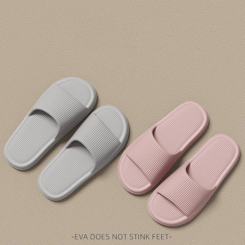 Women Summer Concise EVA Slippers Men Soft Home Slides Couples Bathroom Non-slip Sandals Adults Comfortable Outdoor Beach Shoes Pi-Mart