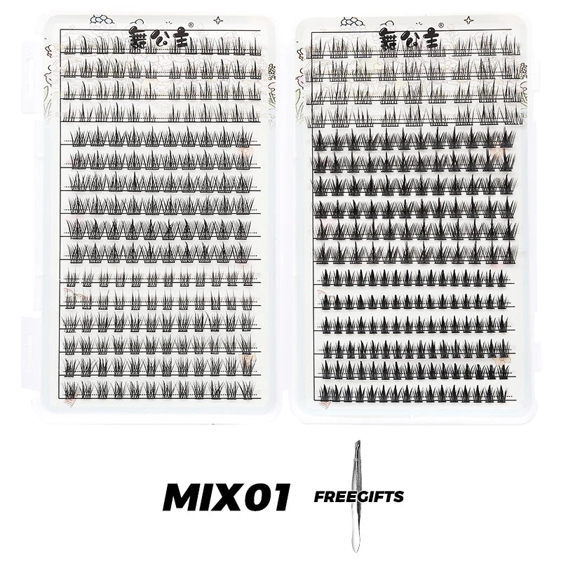 DINGSEN Eyelash Clusters Book Large Capacity Volume Individual Lashes Book Natural Long DIY Cluster Eyelash Extensions Makeup Pi-Mart