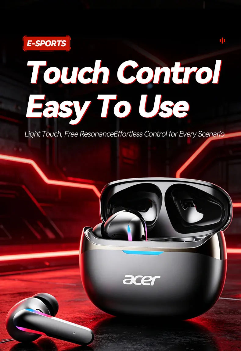 Acer Ohr829 Wireless Headphones Bluetooth 6.0 Low-Latency Gaming Headphones Enc Call Noise Reduction Surround Stereo Sound Comfortable to Wear Long Battery Life Compatible with Mobile Phones and Tablets Pi-Mart