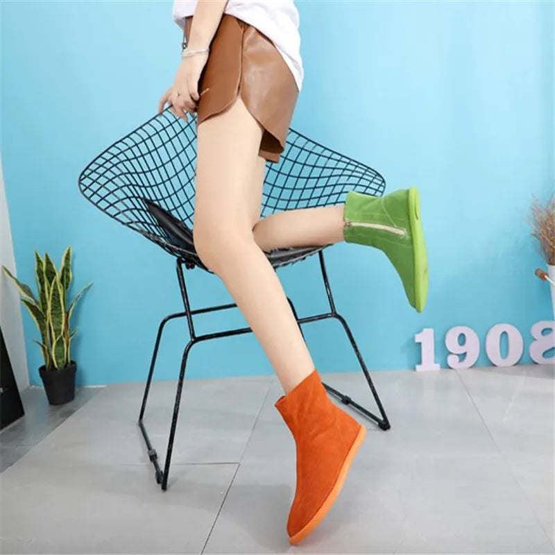 Autumn Women Shoes Fashion Casual Suede Ankle Boots Female Brown Chelsea Fashion student boots Pi-Mart