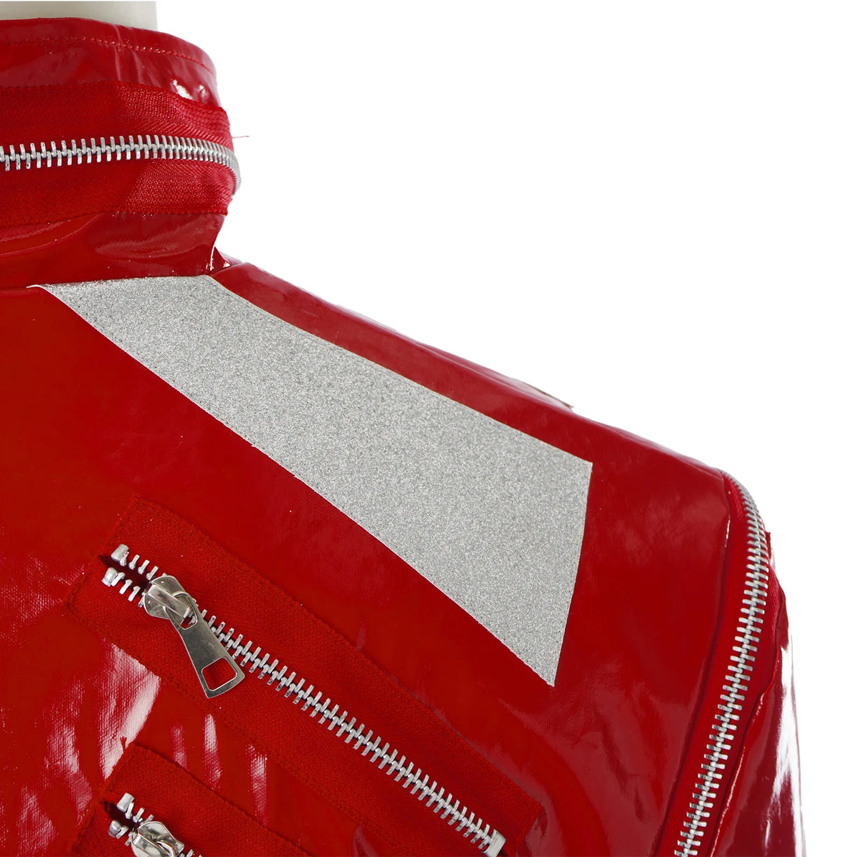 Red Zipper Michael Jackson MJ Beat It Jacket for Impersonators PU Leather Punk Casual Coat Halloween Stage Christmas Outwear Pi-Mart
