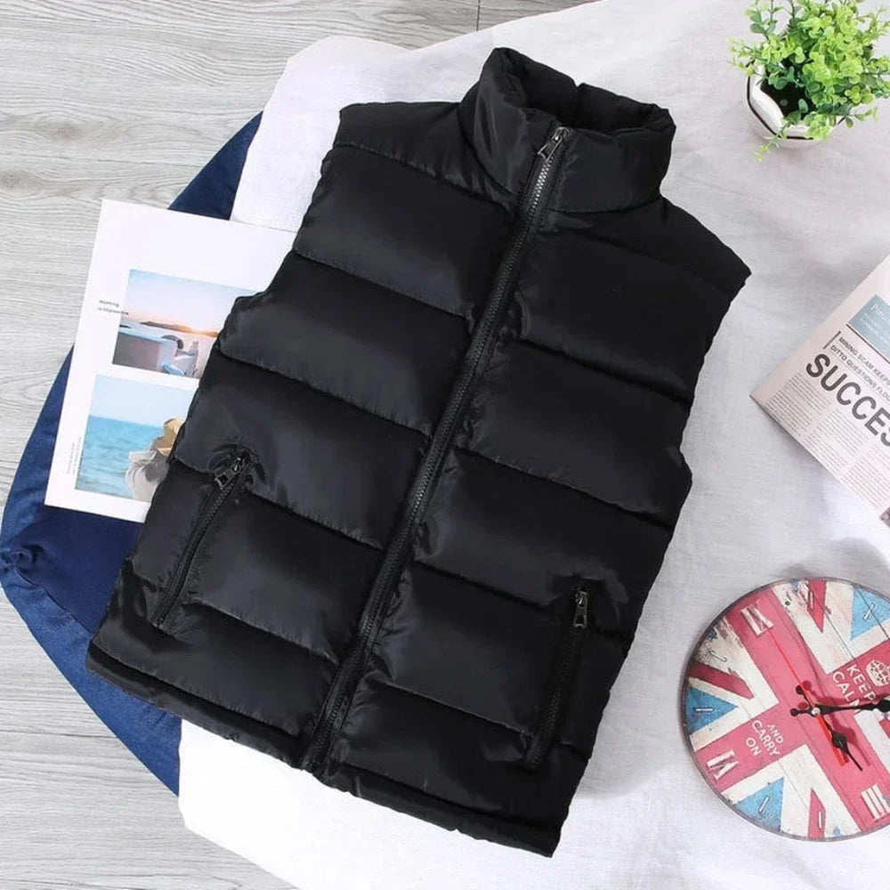 White Vest Jacket Men Slim Fit Stand Collar Sleeveless Puffer Jackets Spring Autumn Casual Waistcoat Men Warm Coat 2024 Trends LadyShow.Store
