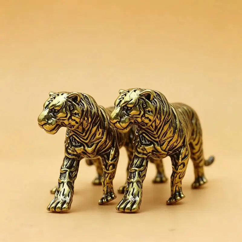 Solid Brass Tiger Figurine 1Pcs Pure Copper Detailed Animal Statue for Animal Collectors Home Table Decor Souvenir Gift Pi-Mart