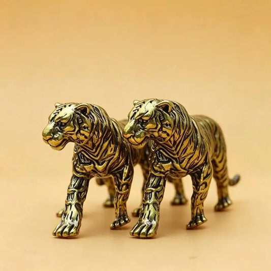 Solid Brass Tiger Figurine 1Pcs Pure Copper Detailed Animal Statue for Animal Collectors Home Table Decor Souvenir Gift Pi-Mart