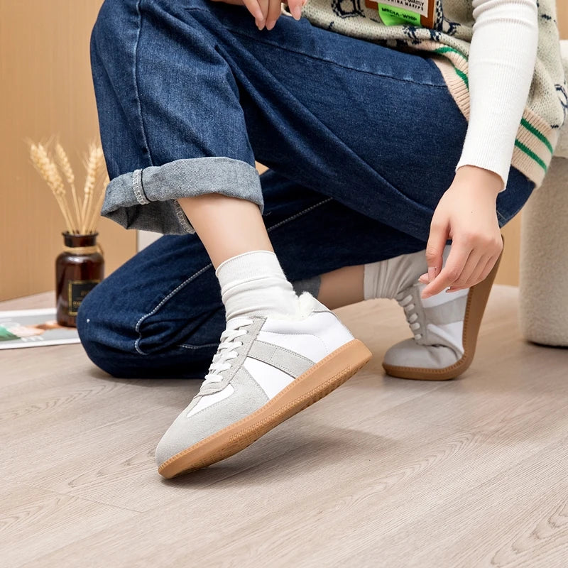 AIYUQI Women's Sneakers 2026 New Genuine Leather Ladies Moral Training Shoes Casual Spring Flat Shoes Women Pi-Mart