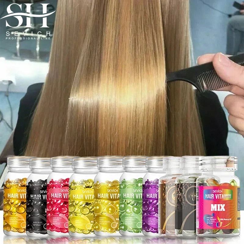 30Pcs Anti Hair Loss Hair Vitamin Capsule Oil Keratin Complex Oil Smooth Silky Hair Serum Hair Mask Repair Frizz Damaged Sevich Tri Light Beauty