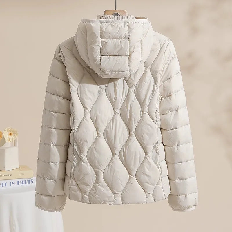 New Plus Size Lightweight Women Down Jacket Hooded White Duck Down Warm Thin Coat Korean Style Puffer Jacket Woman JK-092 LadyShow.Store
