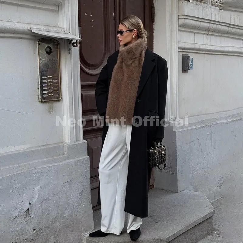 Neo Mint 2025 Brand Fashion Faux Fur Sable Vest Crop Top Autumn Winter Turtleneck Eco Mink Fur Tank Tops Sleeveless Jacket Coat LadyShow.Store