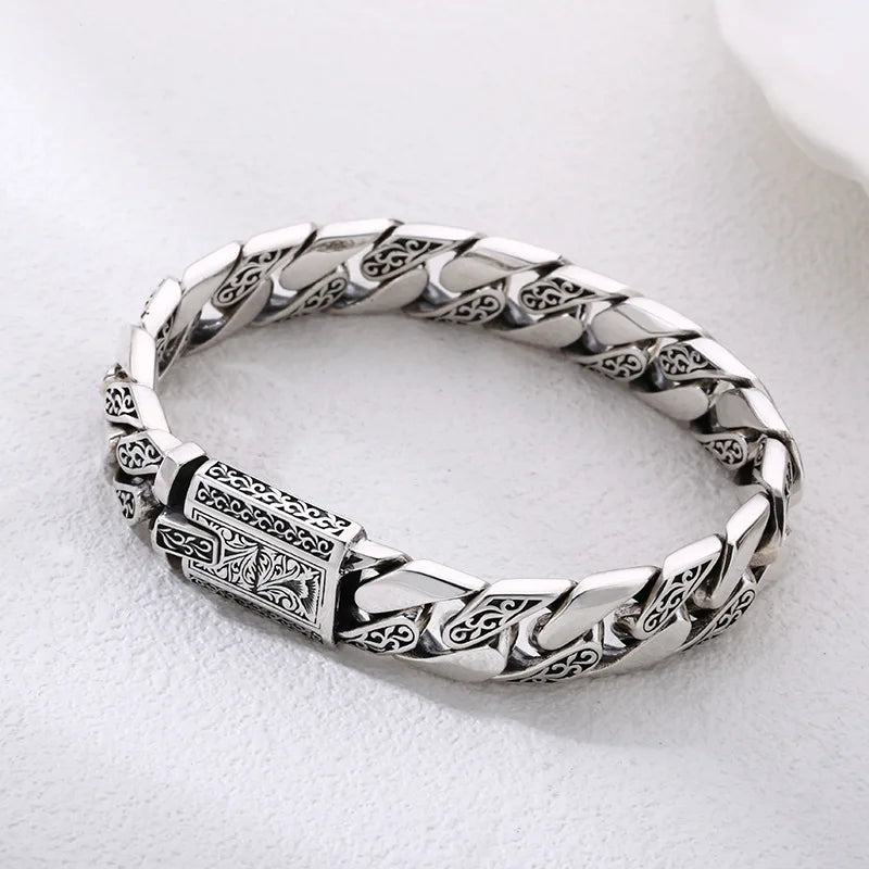 S925 Sterling Silver Timeless Vine Garland Buckle Retro Punk Tank Bracelet Jewelry Creativity Gift Factory Price Pi-Mart