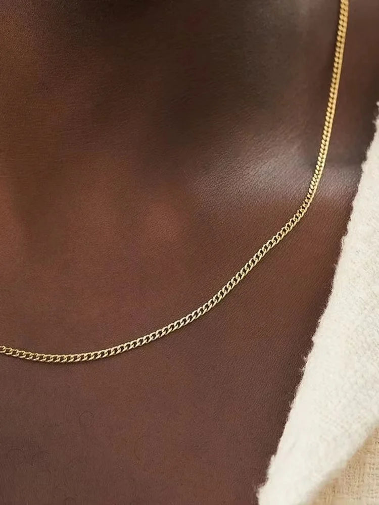 Men Stainless Steel Basic Chain Necklace Titanium Steel Jewelry Cuban Chain For Women Pi-Mart