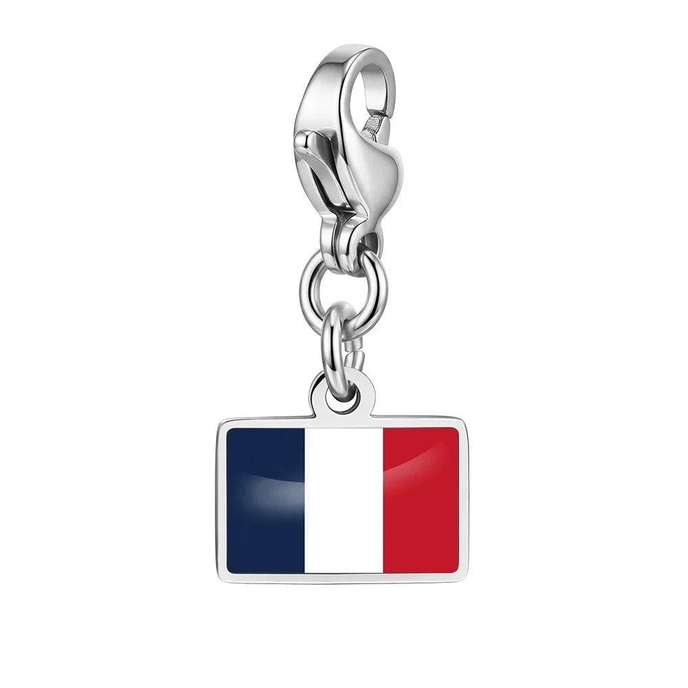 10mm Country Flag Charms Pendant Necklace Bracelet Keychain Bagchain Stainless Steel  Jewelry A Commemorative Gift For A Friend Pi-Mart