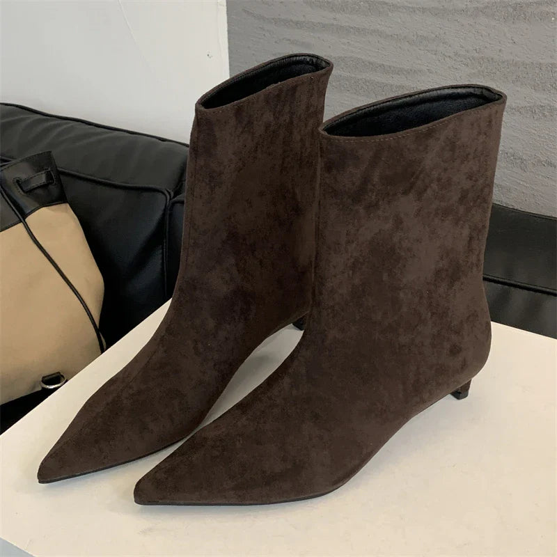 Eilyken Autumn Winter Pointed Toe Ankle  Boots Women Designer Vintage Thin Low Heel Shoes Modern SHort Botas Zapatos De Mujer LadyShow.Store