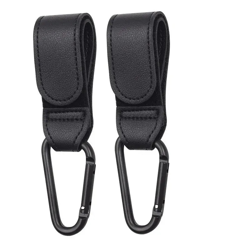 2Pcs Leather Cart Hooks Baby Stroller Hook PU Adjustable Pram Hook Organizer Diaper Bag Hanger Children Travel Accessories Pi-Mart