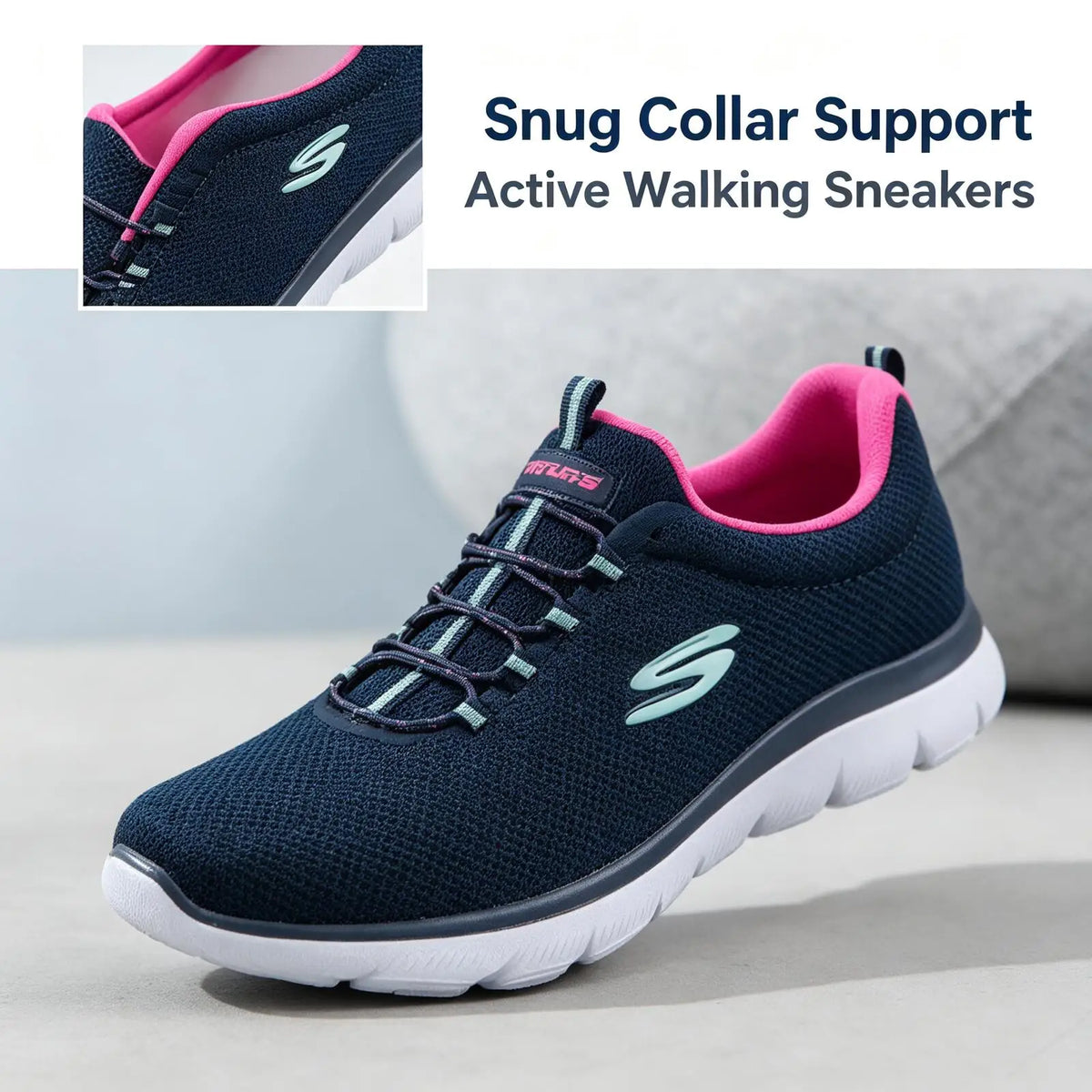 Skechers  2026 Slip On Breathable Mesh Memory Foam Walking Sneakers Lightweight Daily Casual Trainers Multiple Colors 12980-NVHP Pi-Mart