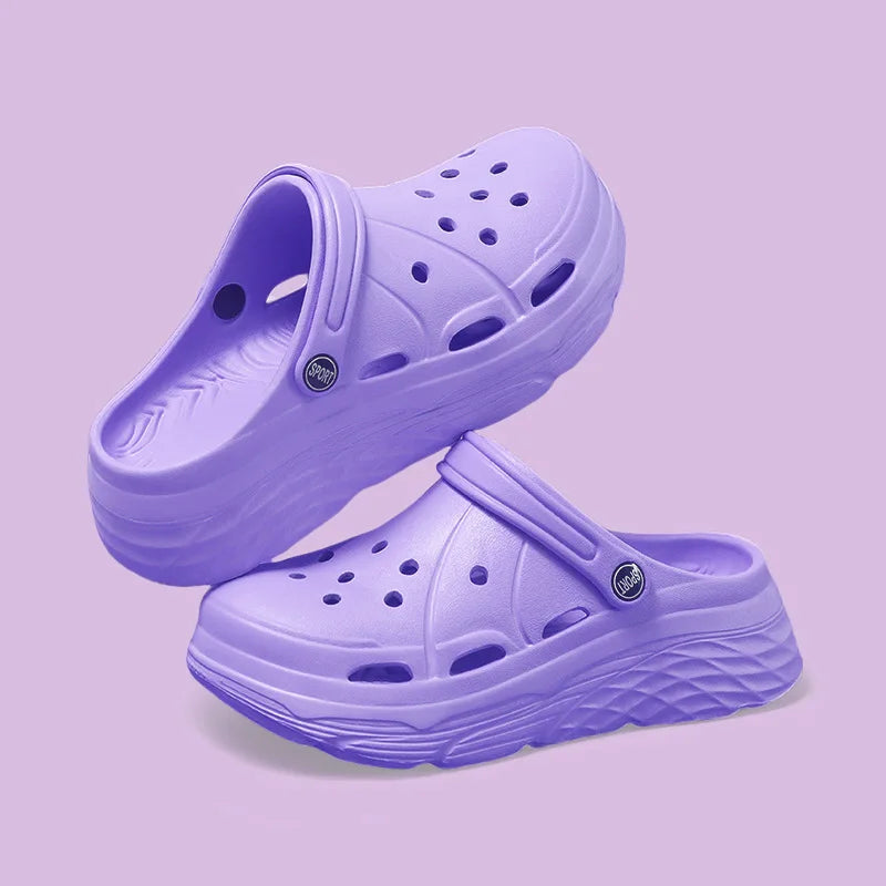 Women's Fashion Platform Sandals Summer 2025 Thick Sole Soft Eva Clogs Garden Shoes for Women Hollow Out Non Slip Beach Sandals Pi-Mart