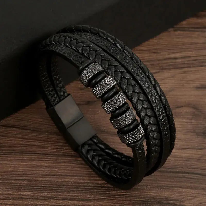 Classic Men's Leather Bracelet New Style Hand-woven Multi-layer Combination Accessory Fashion Man Jewelry Wholesale Dropshipping Pi-Mart