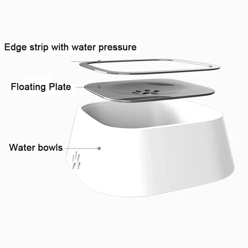 Pet Floating Water Bowl, Cat Dog Anti-spill Drinking Bowl No Wet Mouth, Removable Easy Clean Dustproof Pet Supplies Pi-Mart