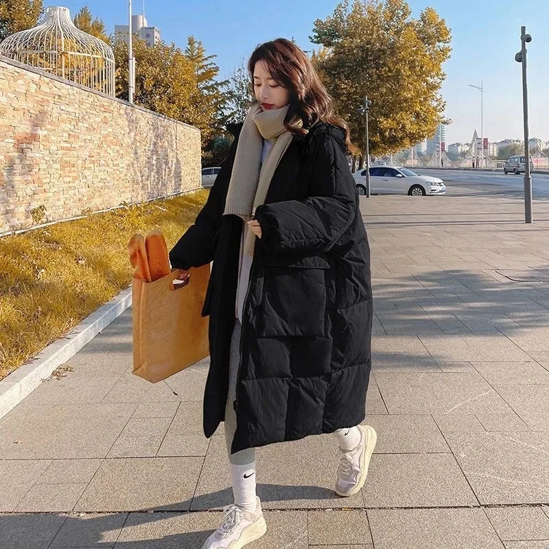 2024 New Korean Women's Jacket Winter Parkas Loose Hooded Cotton Padded Female Long Down Jacket Thicken Oversize Puffer Coats LadyShow.Store