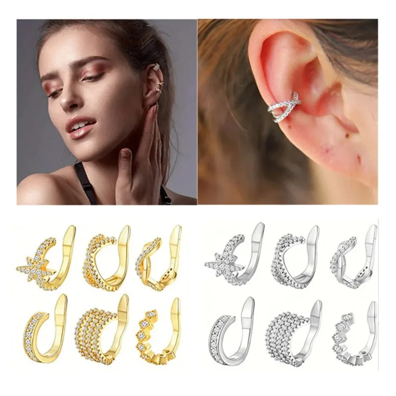 EVISPOL 1Pc Hot Sale Cute Metal Leaf Earcuff Clips On Earring for Women Fake Piercing Cartilage Earrings Ear Ring Without Hole Pi-Mart