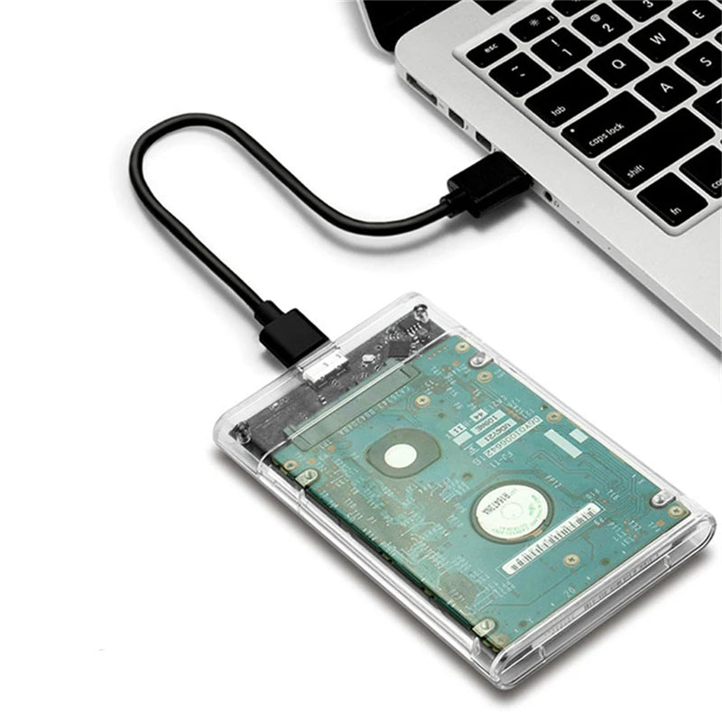 Transparent HDD Case HDD Enclosure 2.5 Inch SSD SATA To USB2.0 Type-C Adapter Portable External Hard Drive Box Tool-Free Pi-Mart