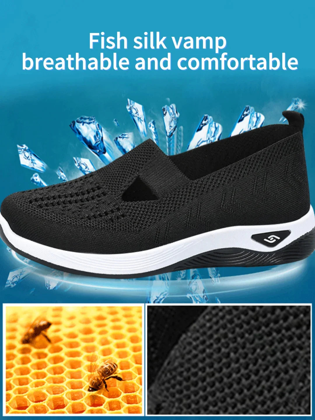 Women's shoes Solid Color Breathable Sneakers, casual sneaker women's summer sneakers, Low-top Knitted Casual Shoes Mom Shoes LadyShow.Store