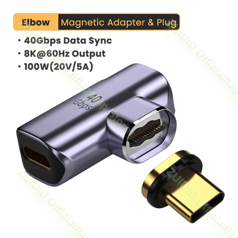 USB4.0 Thunderbolt3 Magnetic Adapter USB C To Type C 40Gbps 100W Fast Charging Magnet Converter Cable 8K@60Hz USB Type C Adapter Pi-Mart