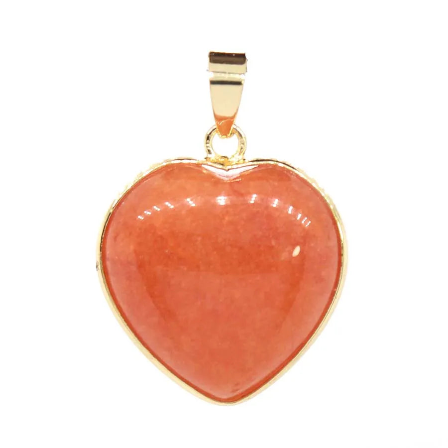 Charms Natural Healing Crystal Heart Stone Pendants For Women Necklace DIY Amethyst Rose Quartz Fluorite Aquamarine Men Jewelry Pi-Mart