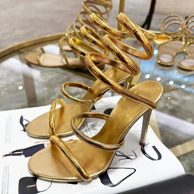 Eilyken Summer Street Style Ankle Strap Open Toe Narrow Band Women Sandals Thin High Heels Stripper Sexy Banquet Shoes LadyShow.Store