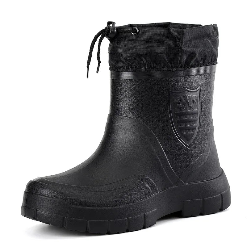 Large Size Autumn Winter Fashionable Cotton Low Cut Fleece Rain Boots Lightweight Waterproof Windproof Anti Slip Warm Rain Boots Pi-Mart